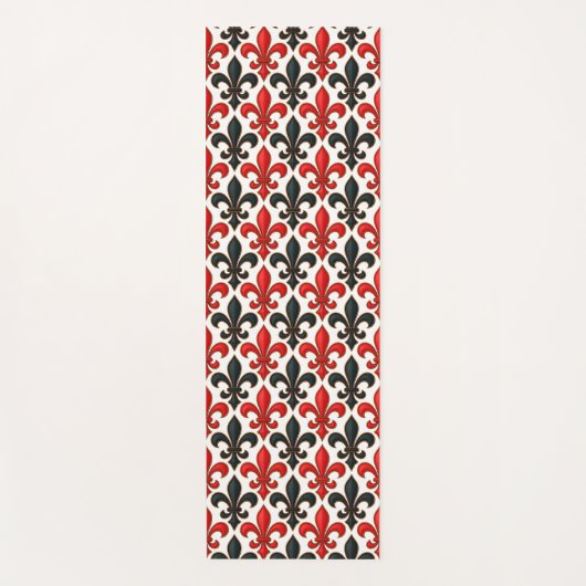 Red and Black Baroque Fleur-de-lis Pattern Design  Yogamat (Voorkant)