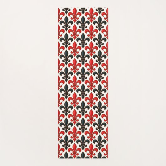 Red and Black Baroque Fleur-de-lis Pattern Design  Yogamat (Achterkant)
