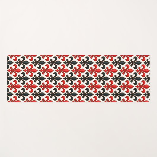 Red and Black Baroque Fleur-de-lis Pattern Design Yogamat (Voorkant (horizontaal))