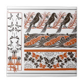 red and black Birds fish Butterfly art pattern Tegeltje (Voorkant)