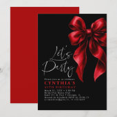 Red and Black Bow Luxury Elegant Gala Birthday Kaart (Voorkant / Achterkant)