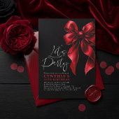 Red and Black Bow Luxury Elegant Gala Birthday Kaart