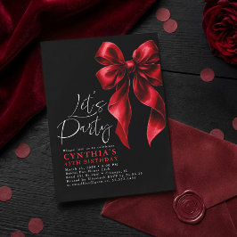 Red and Black Bow Luxury Elegant Gala Birthday Kaart