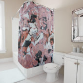Red and Black Brecciated Marble Stone Texture with Douchegordijn (In situ)