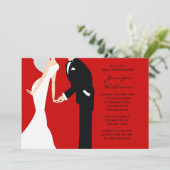Red and Black Bride and Groom Wedding Shower Kaart (Staand voorkant)