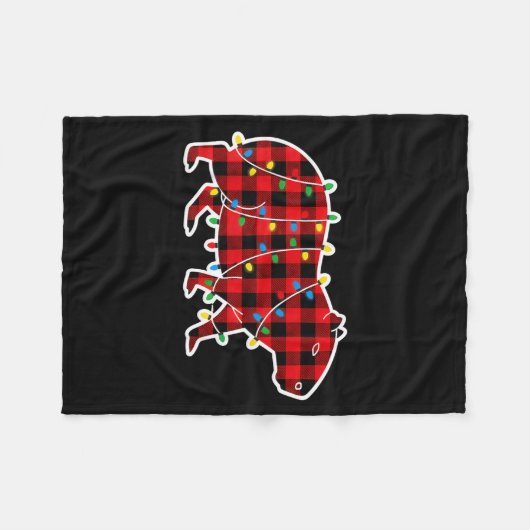 Red And Black Buffalo Plaid Capybara Christmas Lig Fleece Deken (Voorkant (Horizontaal))