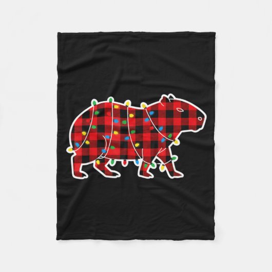 Red And Black Buffalo Plaid Capybara Christmas Lig Fleece Deken (Voorkant)
