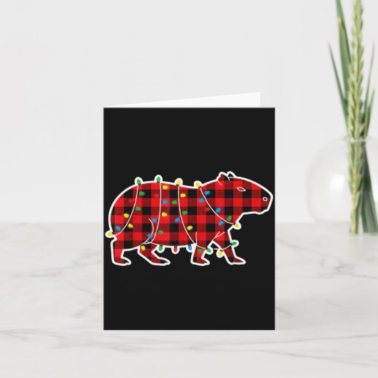 Red And Black Buffalo Plaid Capybara Christmas Lig Kaart (Voorkant)