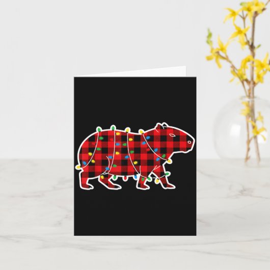 Red And Black Buffalo Plaid Capybara Christmas Lig Kaart (Gele Bloem)