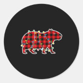 Red And Black Buffalo Plaid Capybara Christmas Lig Ronde Sticker (Voorkant)
