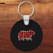 Red And Black Buffalo Plaid Capybara Christmas Lig Sleutelhanger (Voorkant)