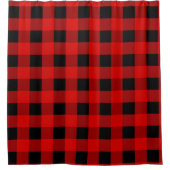Red and Black Buffalo Pset Holiday gingham Sh Douchegordijn (Voorkant)