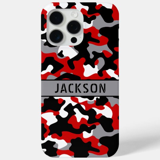 Red and Black Camouflage Personalized Case-Mate iPhone Case (Achterkant)