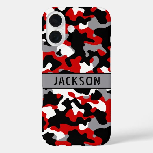 Red and Black Camouflage Personalized Case-Mate iPhone Case (Achterkant)