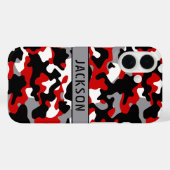 Red and Black Camouflage Personalized Case-Mate iPhone Case (Achterkant (horizontaal))