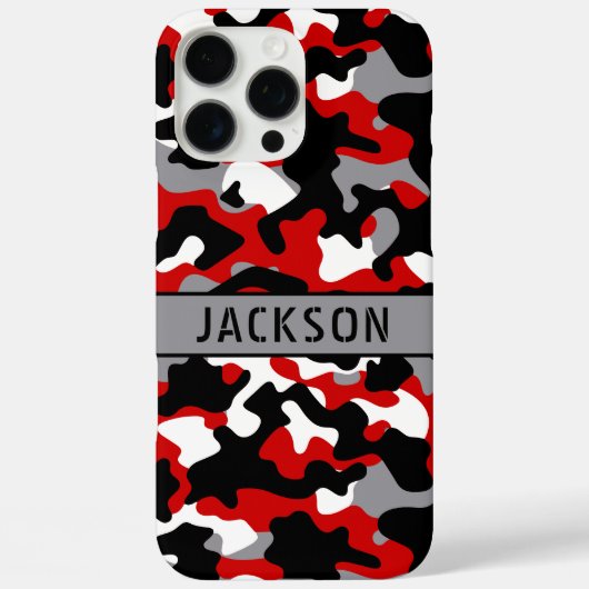 Red and Black Camouflage Personalized Case-Mate iPhone Case (Achterkant)