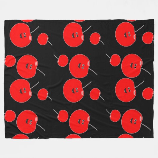 Red and Black Cherry Pattern Fleece Deken (Voorkant (Horizontaal))