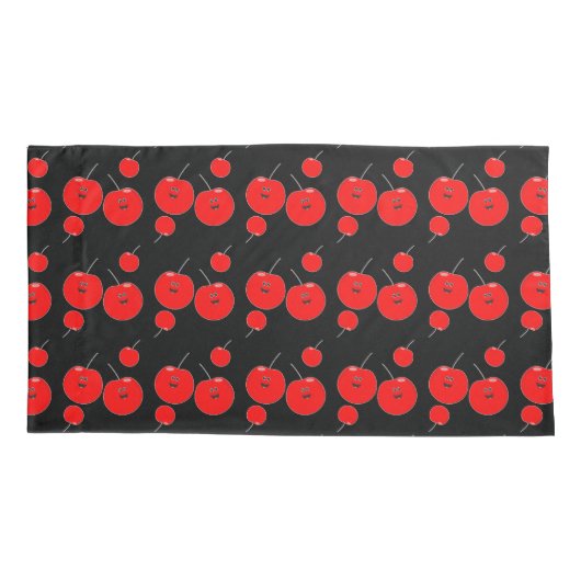 Red and Black Cherry Pattern Kussensloop (Achterkant-Links)