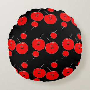 Red and Black Cherry Pattern Rond Kussen