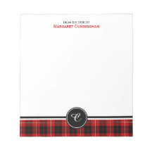 Red and Black Clan Cunningham Tartan Monogram