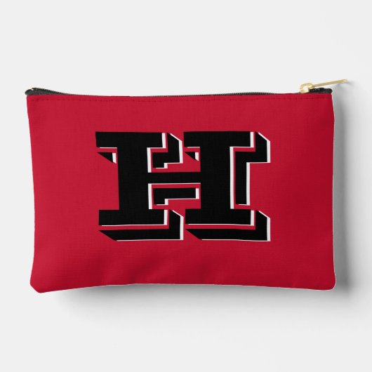 Red and Black College Style Initial Monogram Etui (Achterkant)