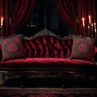 Red and Black Damask Patterned Kussen