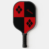 Red and Black Diamonds | Custom Modern Geometric Pickleball Paddle (Voorkant)
