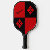 Red and Black Diamonds | Custom Modern Geometric Pickleball Paddle (Achterkant)