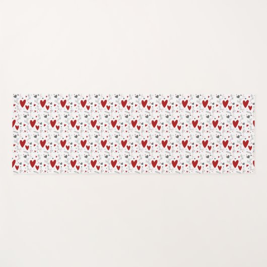 Red and Black Doodle Hearts Custom Monogram Name Yogamat (Voorkant (horizontaal))