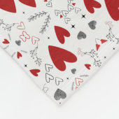 Red and Black Doodle Hearts Geometric Love  Fleece Deken (Hoek)