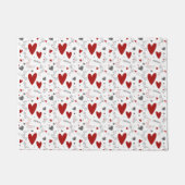 Red and Black Doodle Hearts Love Deurmat (Voorkant)