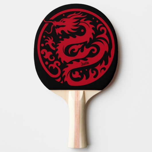Red and Black Dragon Personalized Tafeltennisbatje (Voorkant)