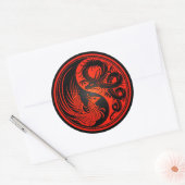 Red and Black Dragon Phoenix Yin Yang Ronde Sticker (Envelop)