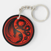 Red and Black Dragon Phoenix Yin Yang Sleutelhanger (Achterkant)