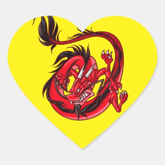 Red and Black Dragon Tattoo op Hart Sticker (Voorkant)