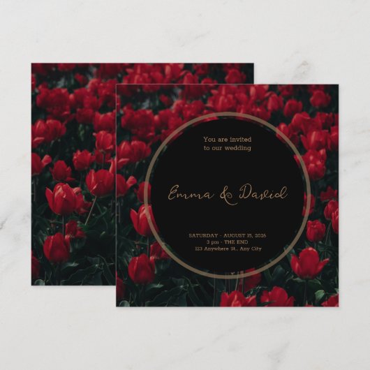 Red and Black Elegant nodigde huwelijksuitnodiging Kaart (Voorkant / Achterkant)
