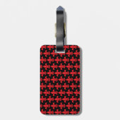 Red and Black Fleur de Lis Pattern Bagagelabel (Achterkant verticaal)