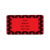 Red and Black Fleur de Lis Pattern Etiket (Voorkant)