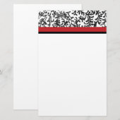 Red and Black Floral Damask Pattern Briefpapier (Voorkant / Achterkant)