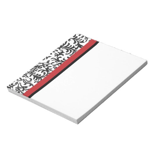 Red and Black Floral Damask Pattern Notitieblok (Linkerzijde)