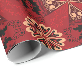 Red and black floral decorative wrapping paper  cadeaupapier