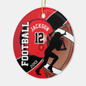 Red and Black Football Player Keramisch Ornament (Links)