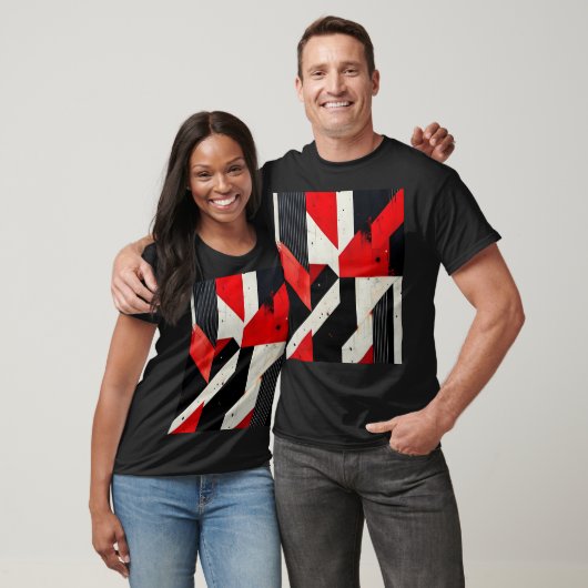 Red and Black Geometric Design  T-shirt (Unisex)