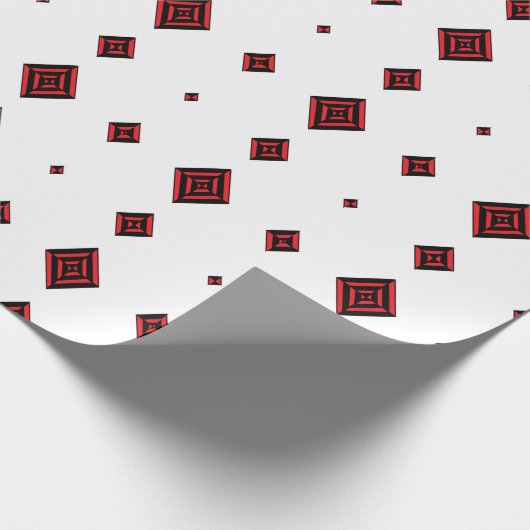 Red and Black Geometric Diamond Pattern Modern Tot Cadeaupapier (Hoek)