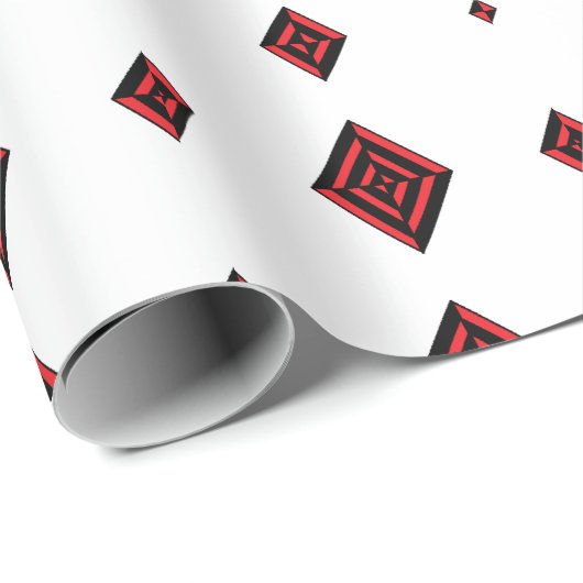 Red and Black Geometric Diamond Pattern Modern Tot Cadeaupapier (Rol Hoek)