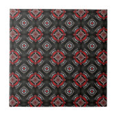 Red and Black Geometric Pattern Tegeltje (Voorkant)