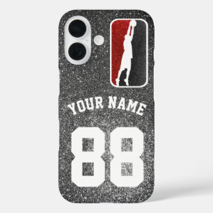 Red and Black Glitter Basketball Team Jersey iPhone 16 Hoesje