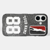 Red and Black Glitter Basketball Team Jersey Case-Mate iPhone Case (Achterkant (horizontaal))