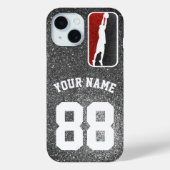 Red and Black Glitter Basketball Team Jersey Case-Mate iPhone Case (Achterkant)