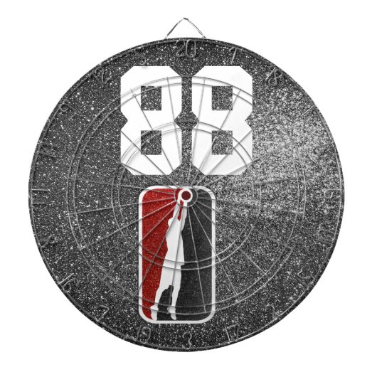 Red and Black Glitter Basketball Team Jersey Dartbord (Voorkant)